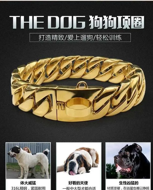 Prezzo Collare A Catena Per Cani In Acciaio Inossidabile Da 30mm Collana Per Collare Per Animali Domestici In Oro Collare Per Bulldog Pitpull Da Allenamento Di Alta Qualità Accessori Per Animali Domestici