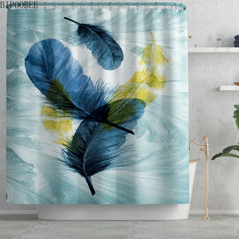 Творчество искусство перья Ванная комната Шторы s комплект пьедестал коврики для