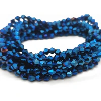 3 4 6mm plated blue faceted glass crystal bicone beads loose spacer beads for jewelry making accessories bracelet diy