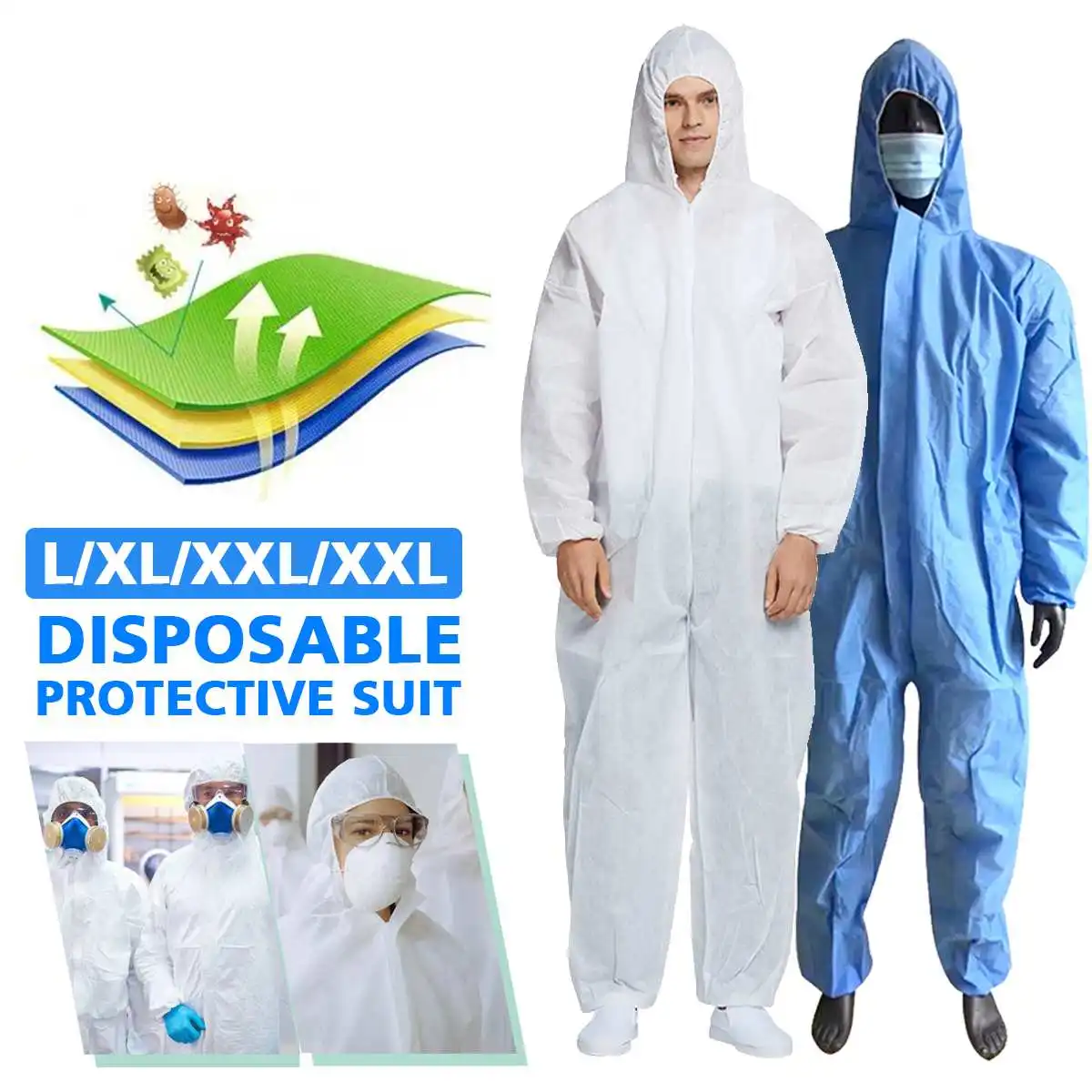 

Blue Disposable Anti-epidemic Antibacterial Plastic Closures Isolation Suit Protective Clothing Dust-proof Coveralls Antistatic
