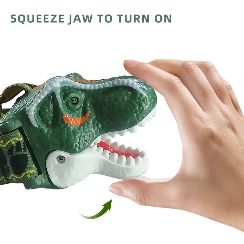 Налобный фонарь T Rex с динозавром для детей светодиодный головной мальчиков