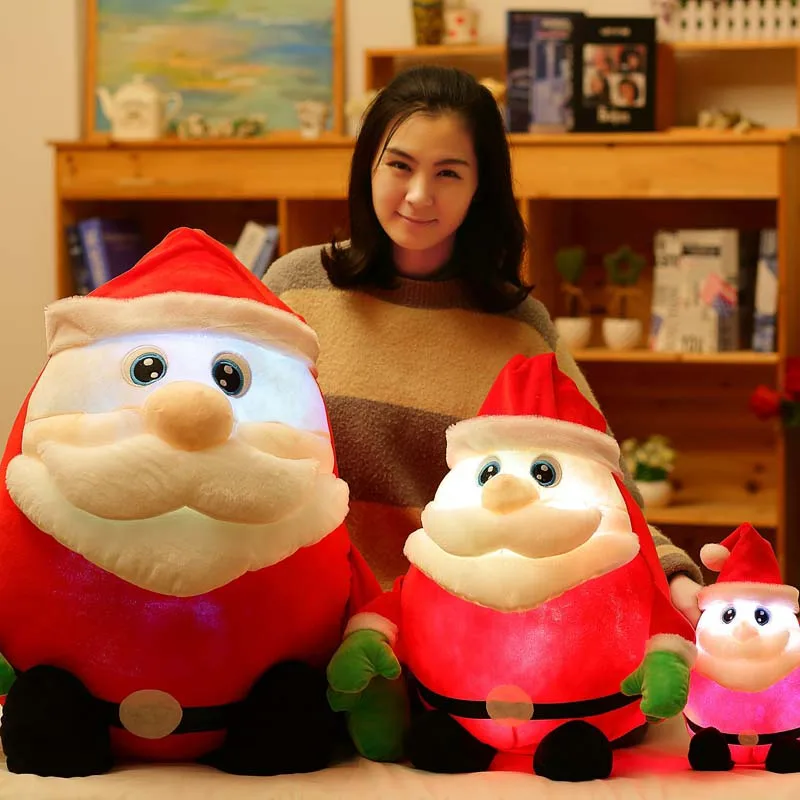 

1pcs 30-70 CM Light Up LED Sing A Christmas Song Colorful Glowing Luminous Plush Santa Claus Stuffed Doll Toys Lovely kid Gifts