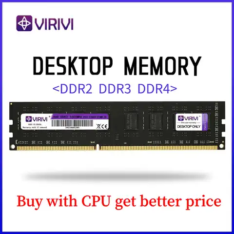Оперативная память для ПК VIRIVI, ОЗУ для компьютера, тип DDR4, объем памяти-2 ГБ/4 ГБ/8 ГБ, частота-1333 МГц/1600 МГц, 240pin, 800 в, процессор AMD/intel, материнска...