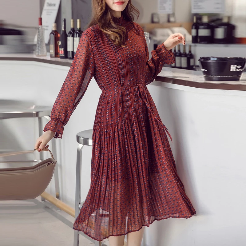 Платье женское шифоновое с цветочным принтом элегантное модное повседневное