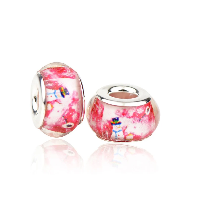 Модный Оригинальный браслет Снеговик Санта Клаус из бисера розовый с мультяшным