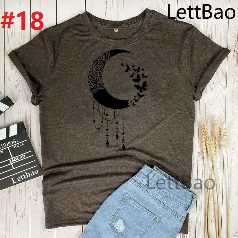 

Butterfly Moon Women T Shirt Harajuk Tops T-Shirt Anime Aesthetic Fashion Korean Style Summer Short Sleeve Tops Tees Streetwear