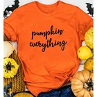 Женская футболка с изображением тыквы и надписей на Хэллоуин, оранжевые топы с милым графическим принтом в стиле тумблр, 2021