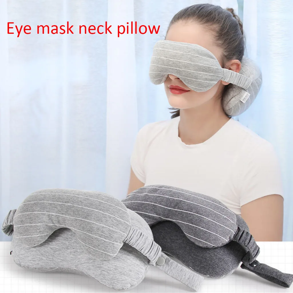 

Travel Neck Pillow With Eye Mask Portable Head Neck Cushion Airplane Flight Sleep Rest Airplane Office Napping Sleeping Pillows