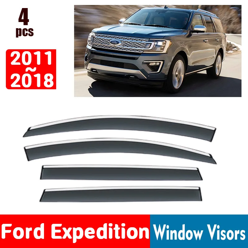 FOR Ford Expedition 2011-2018 Window Visors Rain Guard Windows Rain Cover Deflector Awning Shield Vent Guard Shade Cover Trim