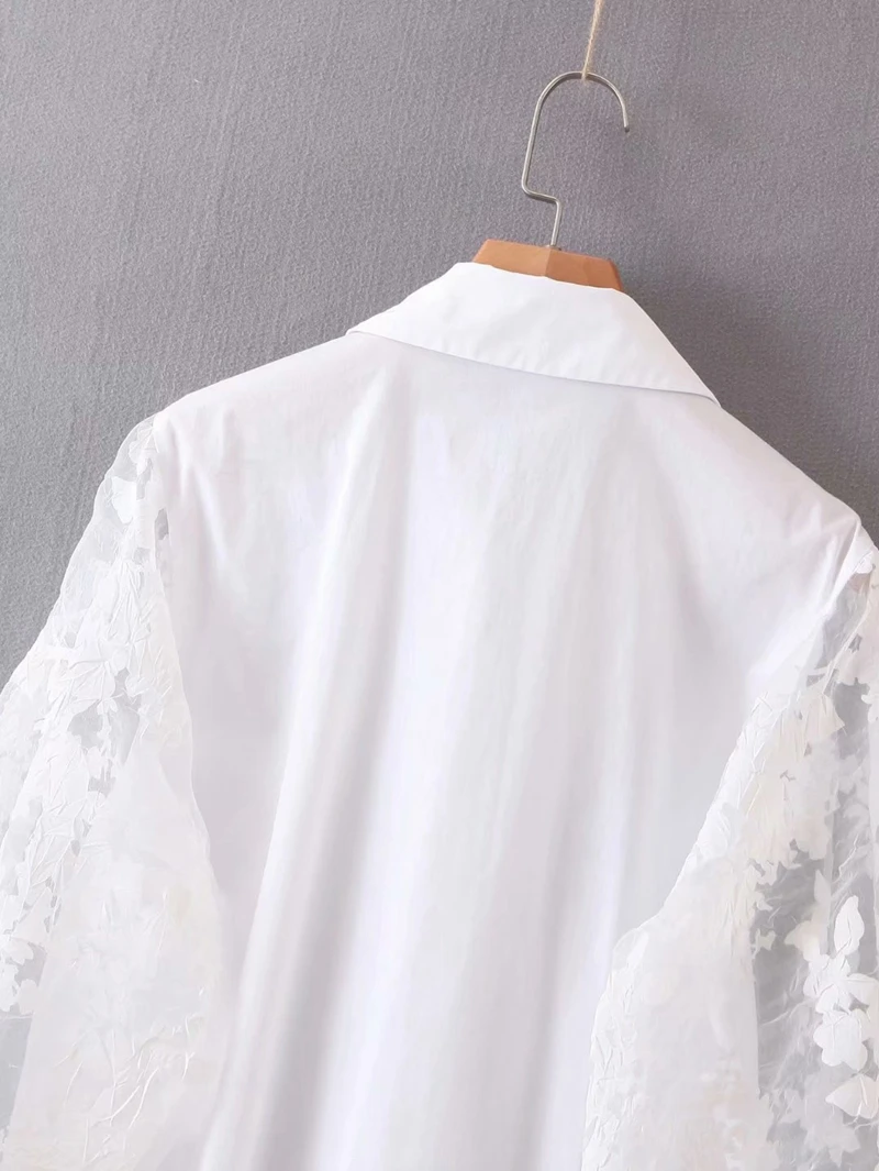 Плюс Размеры Весна Для женщин блузка с отложным воротником длинными рукавами и