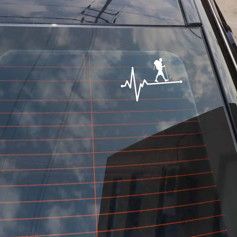 

Car Stickers Decor Motorcycle Decals Hiking Man Lifeline Heartbeat Decal Decorative Accessories Creative Waterproof PVC,16*10cm