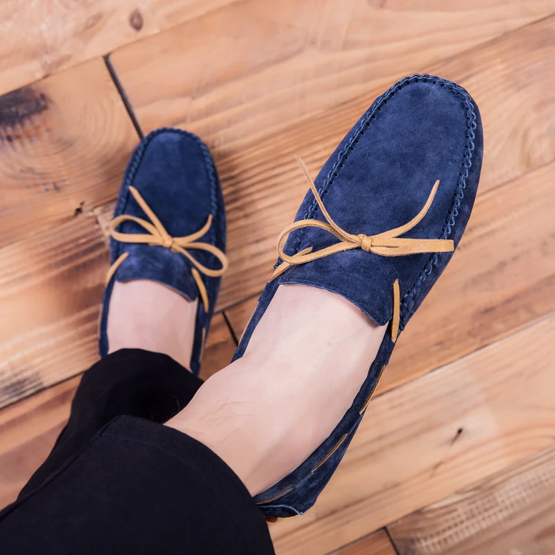 Мокасины мужские из мягкой натуральной кожи Легкие уличные туфли на плоской