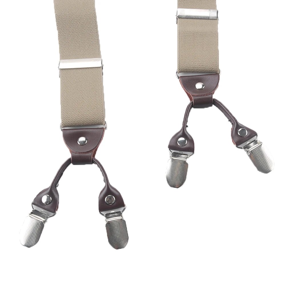

Men Elastic Casual Commercial Vintage Clip On Across Portable Leather Alloy Accessories Suspenders