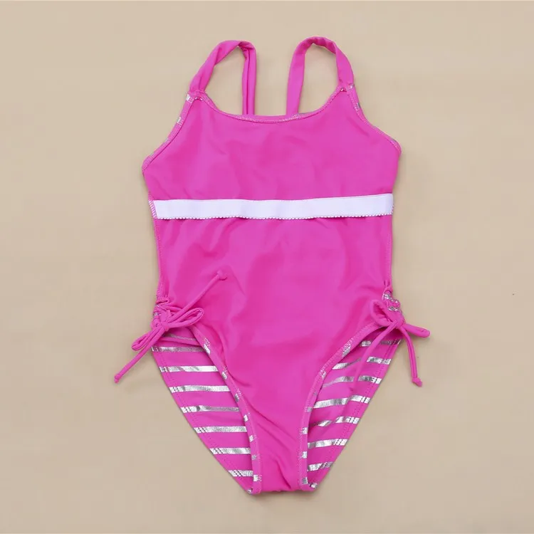 Женский слитный купальник с юбкой-годе полосатый лямкой на шее и блестками 2020 |