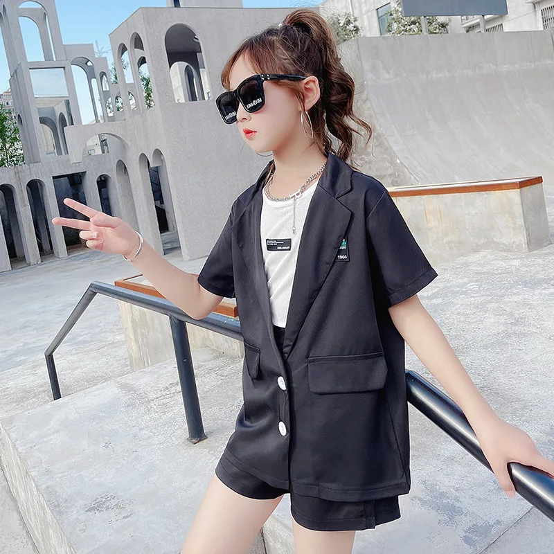 

2021 Girl Summer Autumn New Gentleman Suit Jacket + Vest + Pants 3 Pieces Coat Store Sleeve Top Cardigan Fashion Sport Set