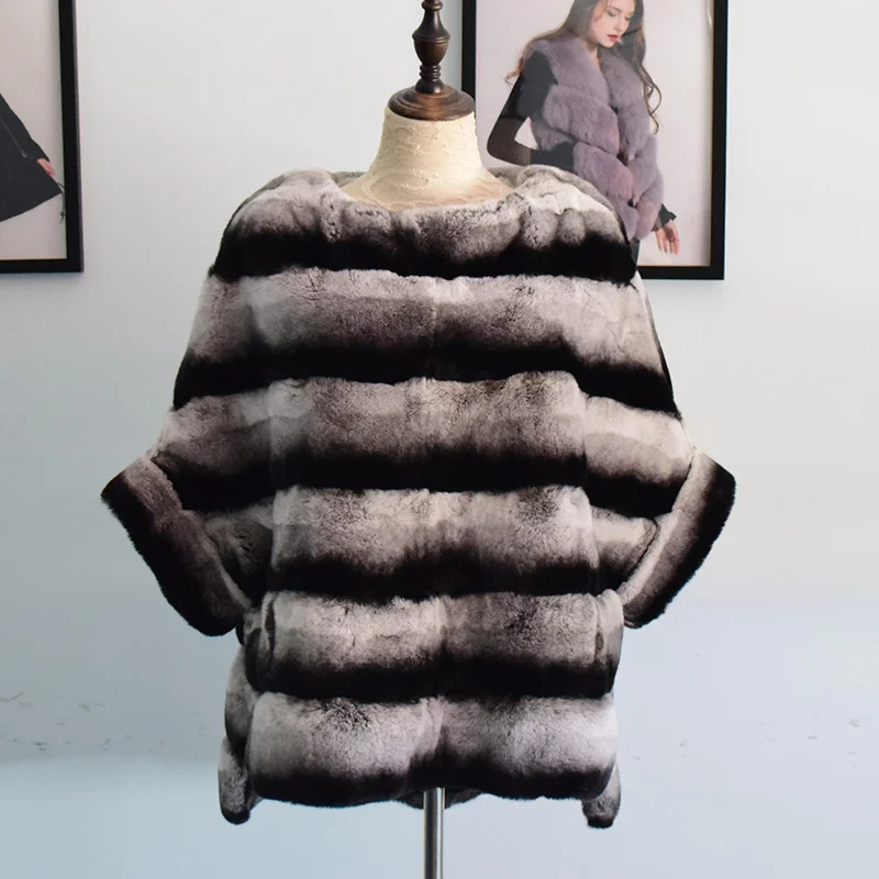 Chinchilla Tatyana Furclub, натуральное меховое пальто, зимняя куртка для женщин, верхняя одежда, модная накидка, натуральный мех кролика, куртка, Полный Пелт размера плюс, парки - Цвет: Chinchilla