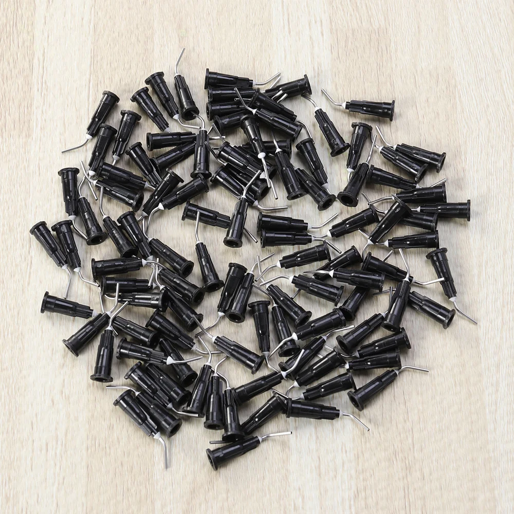 

100PCS Resin Bent Needles Tip Disposable Composite Needles Cleaning Tool (18G 1.2MM Black)