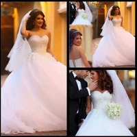 sweetheart beaded wedding dress 2016 fashionable white ball gown back lace up new wedding party vestido de noiva