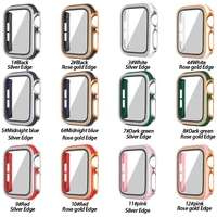 watch casetempered film for apple watch 44mm 42mm 40mm 38mm single row diamond case for iwatch 6 5 4 3 2 1 se protective shell