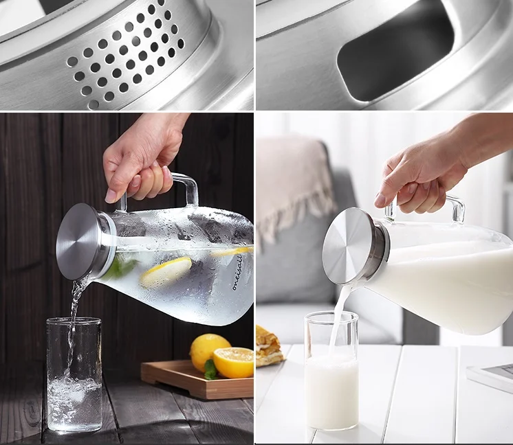 

1000ml -2000ml Tea Pot Glass Water Kettle High Borosilicate Glass Juice Container With lid Leakproof Lid Home Usage Water Jug