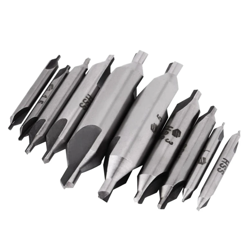 

10Pcs/Lot Combined Countersink Bits 60 Degree Center Drill Set Hss Metal Drilling Power Tools Lathe Milling Cutter Tool