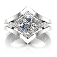 1 diamond trillion cut engagement ring elegant party real solid 14k white gold