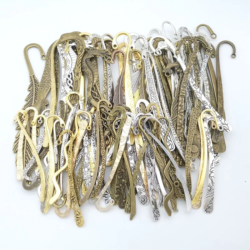 

100g Mixed Metal Bookmark Mixed Charms Pendants Antique Bronze Feather Pendants Accessories for Jewelry Making Components DIY