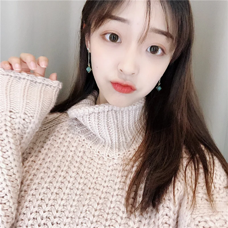 Классические милые маленькие квадратные серьги капельки с рисунком корейские