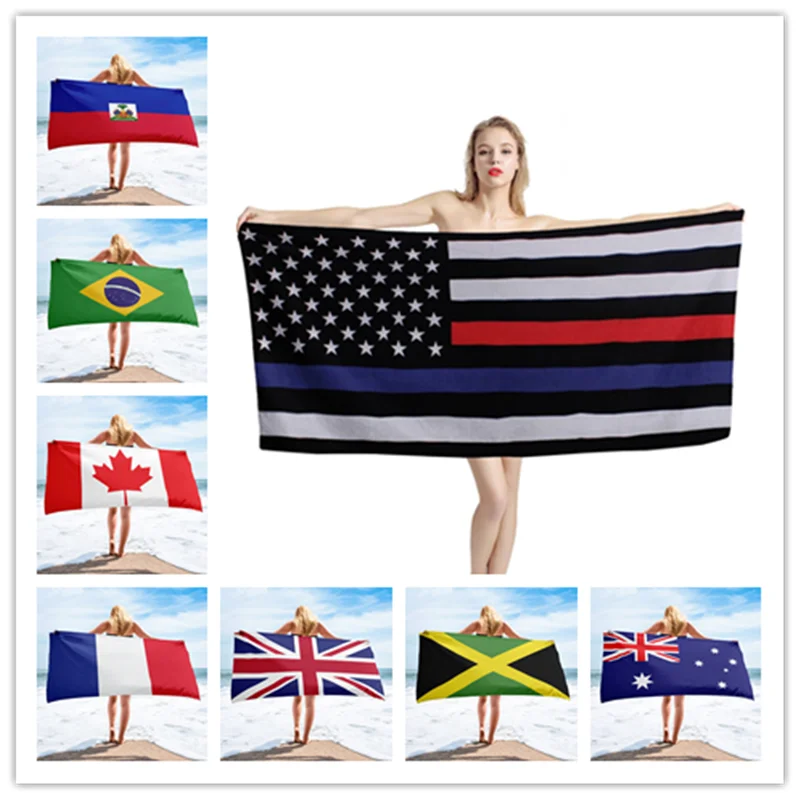 

Brazil/Israel/UK/US/Europe/Haiti/Australia National Flag Pattern Bath/Beach/Shower Towel for Adults Kids Absorbent Microfiber