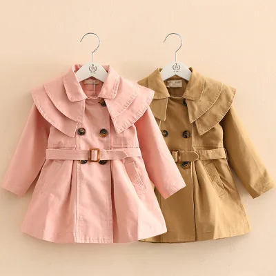 

Girls Trench Coat Jacket 2021 Spring Autumn New Korean Style Solid Toddler Jackets Children Windbreaker Baby Girl Casual Coats