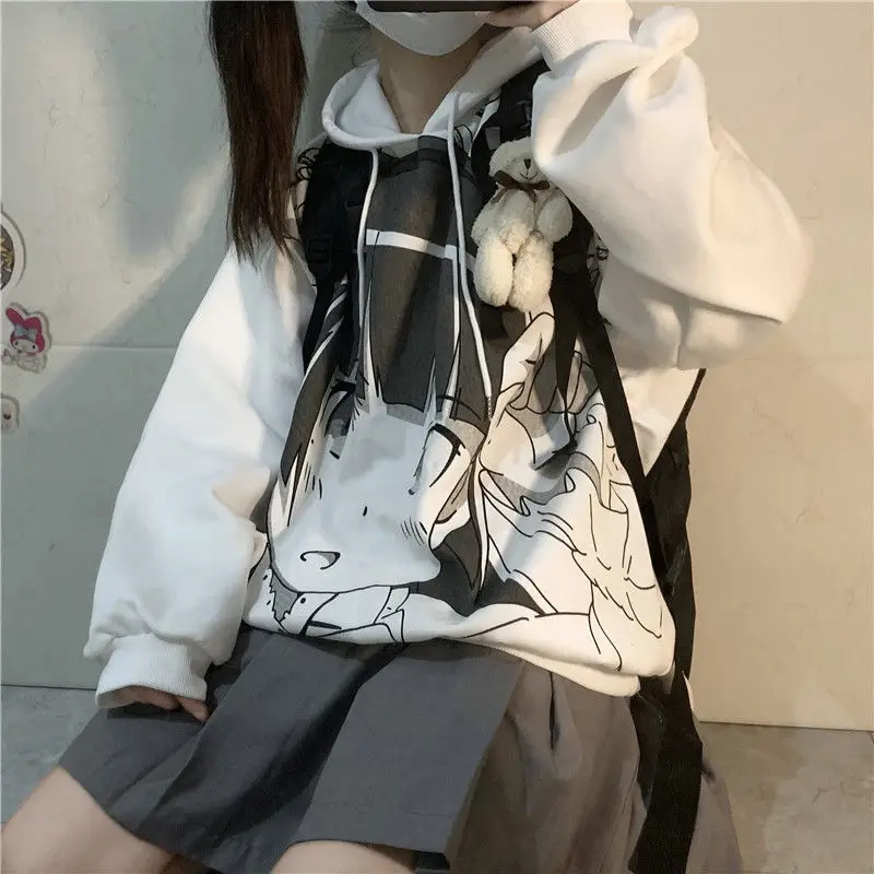 

Oversized Hoodie Kawaii Cartoon Anime Hoodie Korean Style Plus Size Clothing Long Sleeve Loose Harajuku Hoodie Streetwear Women