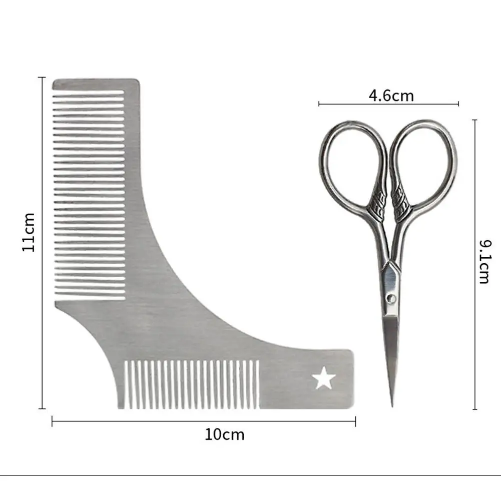 

Men's Suit Template Comb Trim Tool Care Cleaning Stainless Steel Beard Comb Styling Beard Brush