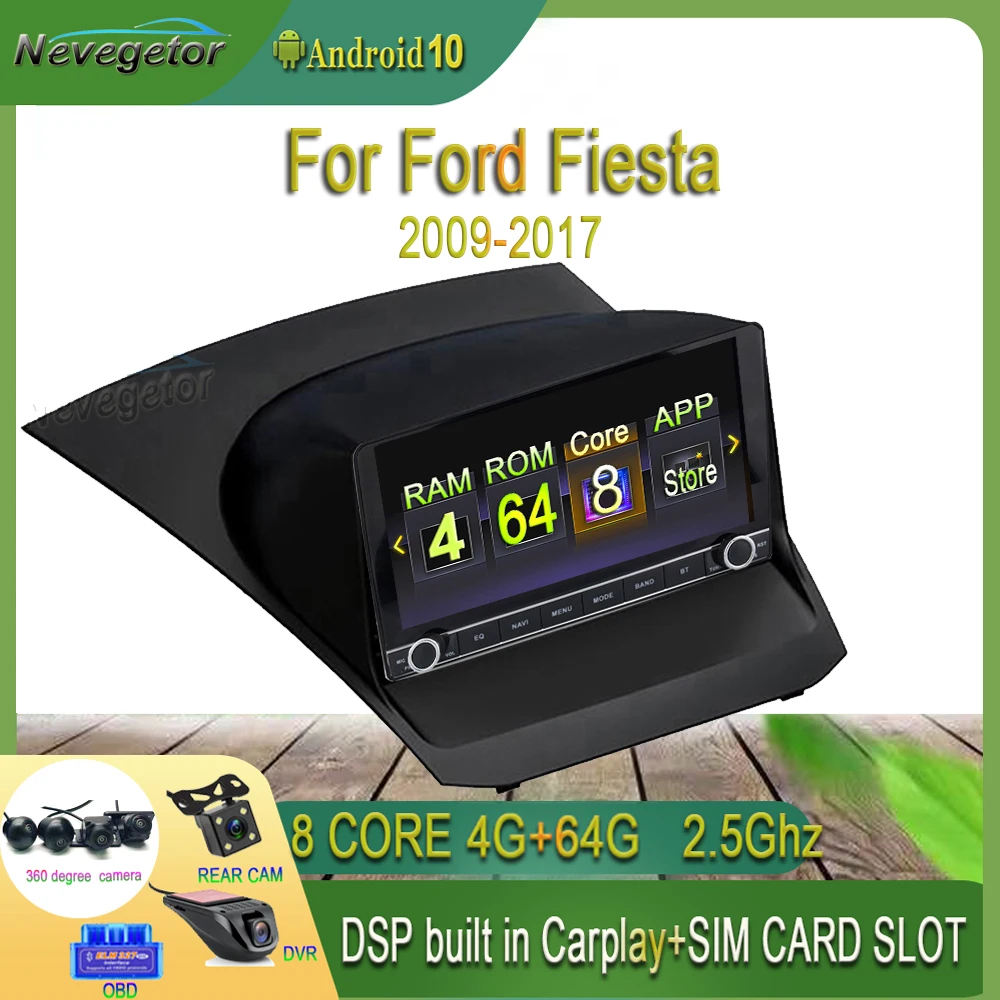 Автомагнитола для Ford f Fiesta 2009 2017 Android 10 02 Din 9 дюймов мультимедиа стерео навигация GPS