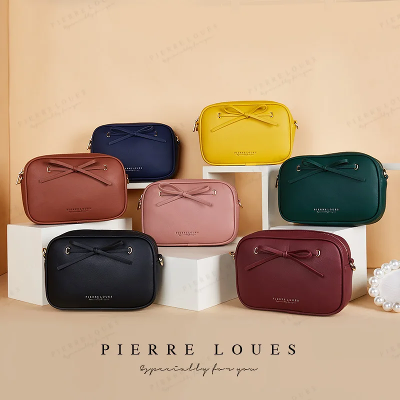 

YIZHONG Small Fresh Leather Shoulder Bag Large Capacity Handbags Women Bags Luxury Bow Satchels for Daily Fashionable Purses