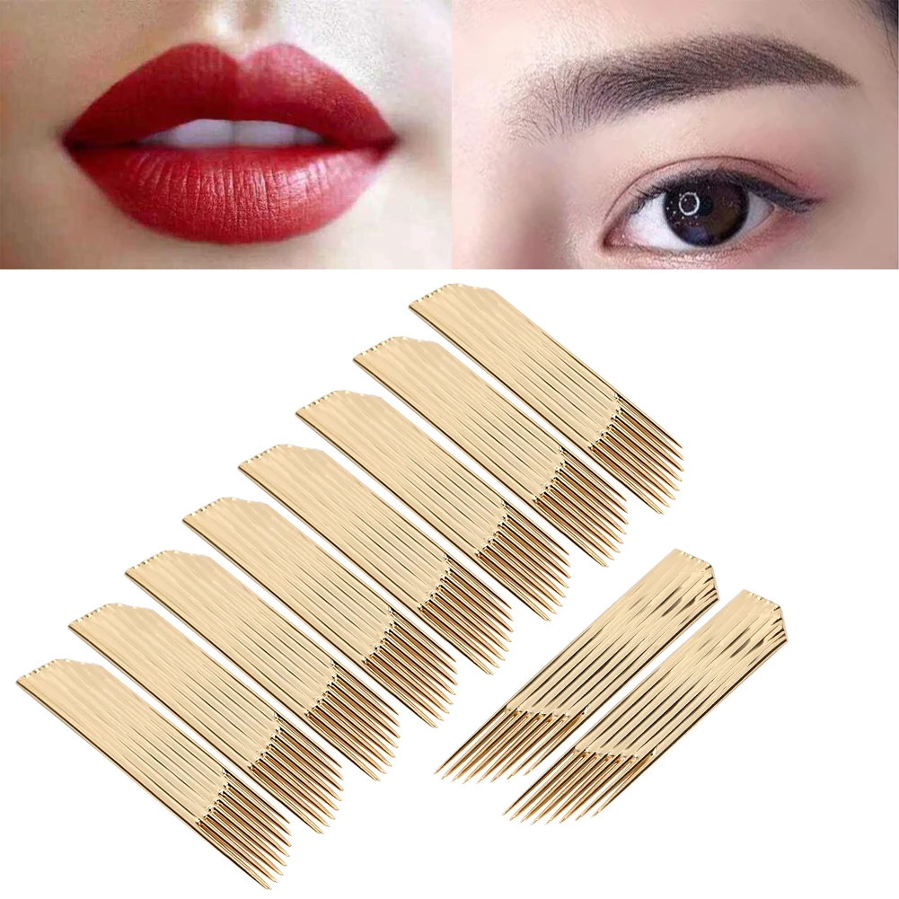 

10Pcs Double Row 15 Needle Eyebrow Tattoo Needle Permanent Makeup Eyebrow Microblading Tattoo Needle Self-Study Tattoo Accessory