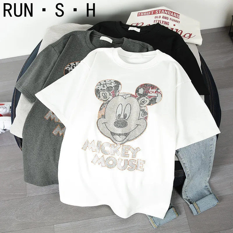 Женская футболка с короткими рукавами летняя хлопковая свободная коротким