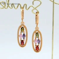 sz design new colorful oval egg shape cubic zirconia dangle earrings for women wedding fashion elegant jewelry romantic gift