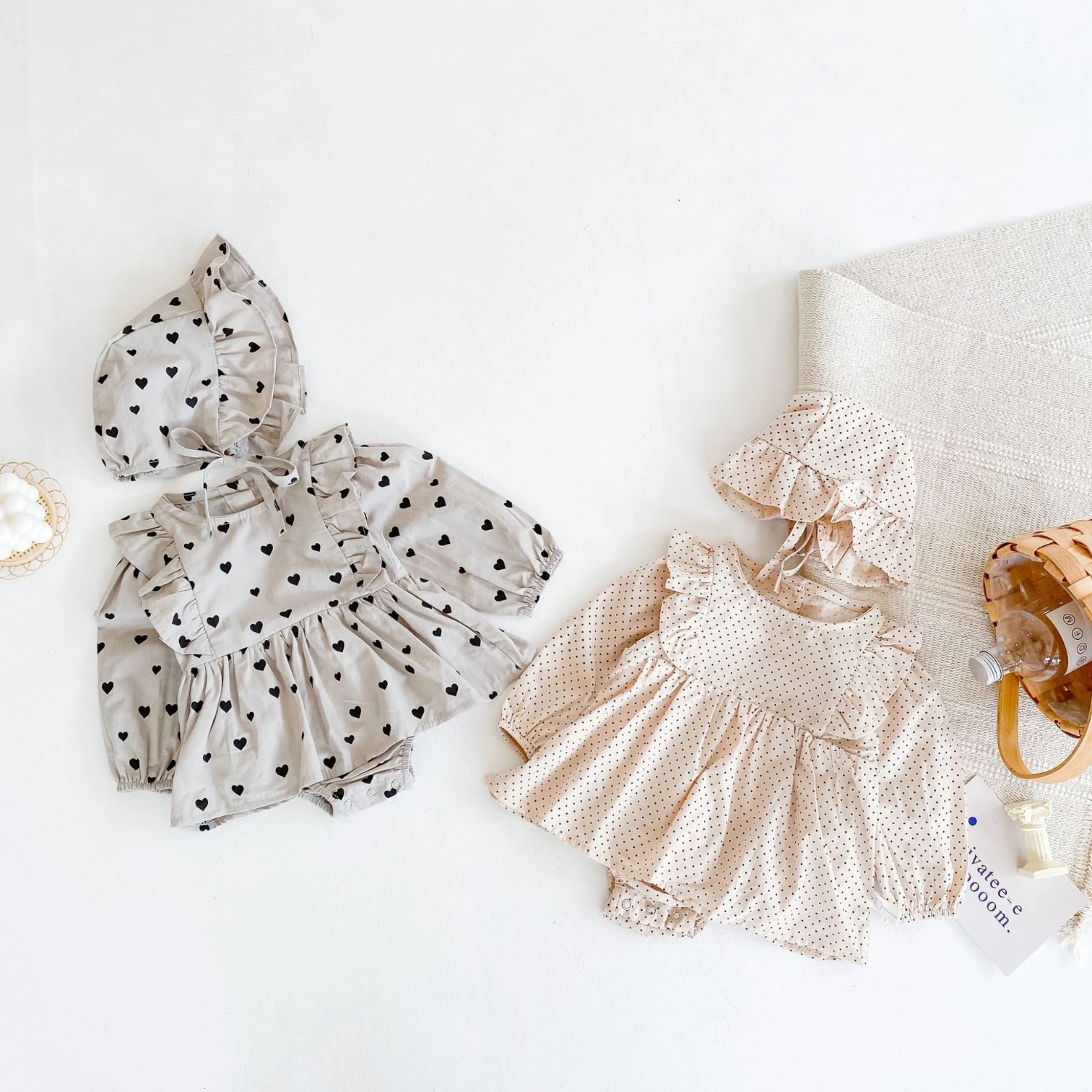 Детский хлопковый комбинезон с длинным рукавом и юбкой |