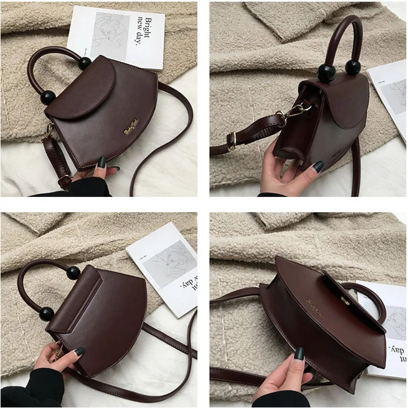 

Women 2021 Vintage Saddle Shoulder Bag New High Quality PU Leather Handbags Female Solid Shopping Bag Crossbody Bag Luxury Bag