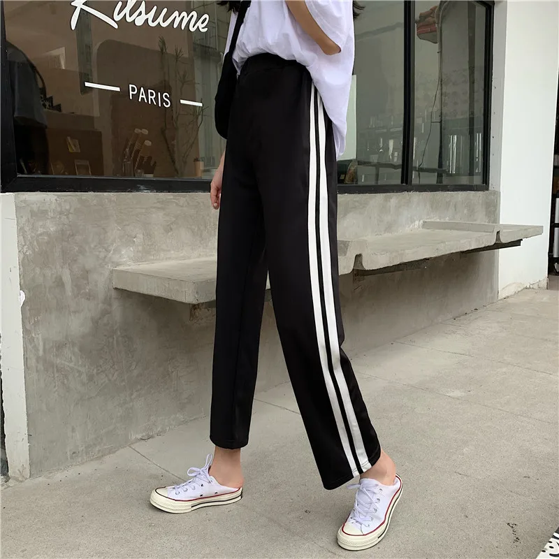 all-match slim thin nine-point pants straight-leg pants  Spring and summer 2020 new high-waist wide-leg pants