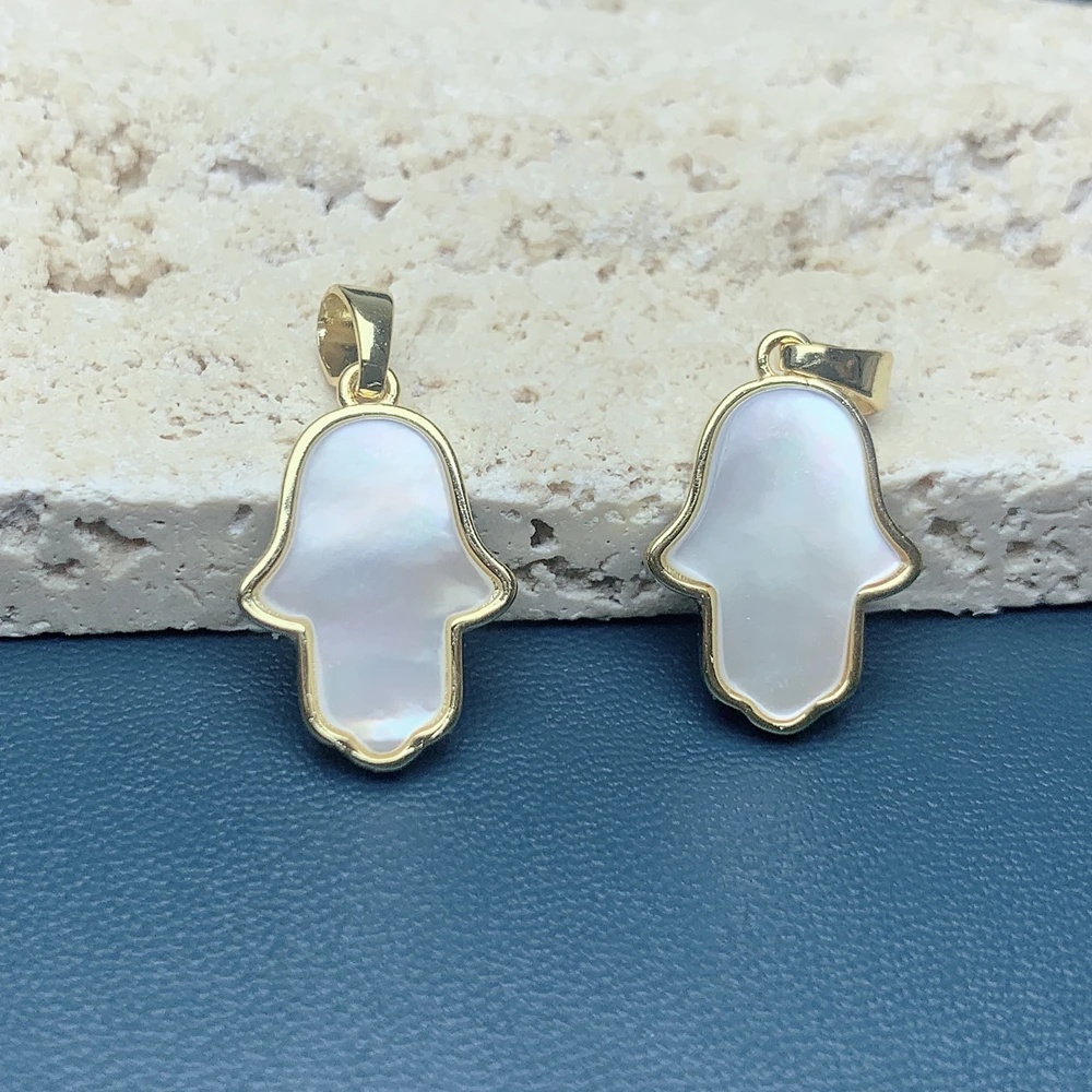 

New Hand Fatima Pendants Sea Shell Hamsa Charm For Jewerly Making DIY Earrings Necklace Accessories