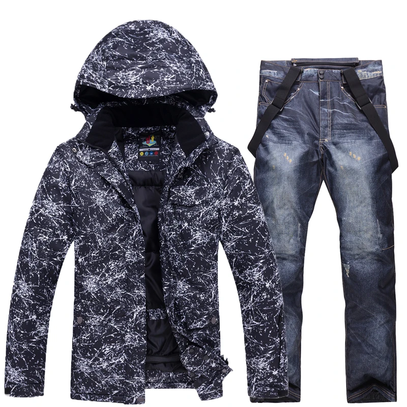picture Jacket Pant 30 мужчин и женщин черный или белый зимний костюм уличная Лыжная одежда Сноубординг наборы водонепроницаемый костюм зимние куртки и нагрудник брюки - Цвет: picture Jacket Pant