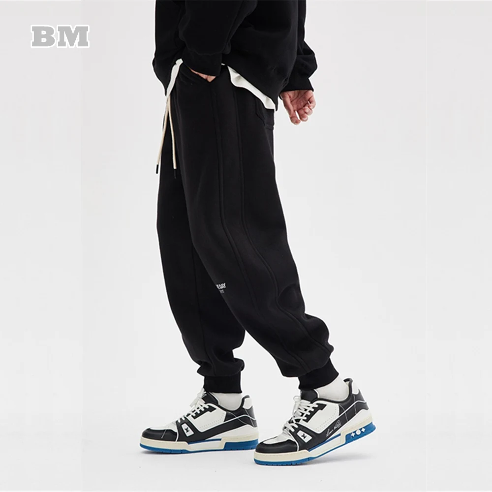 

Autumn Winter Japanese Fleece Sweatpants American Streetwear Thick Skateboard Jogging Pants Fashion Hip Hop Sports Trousers Men