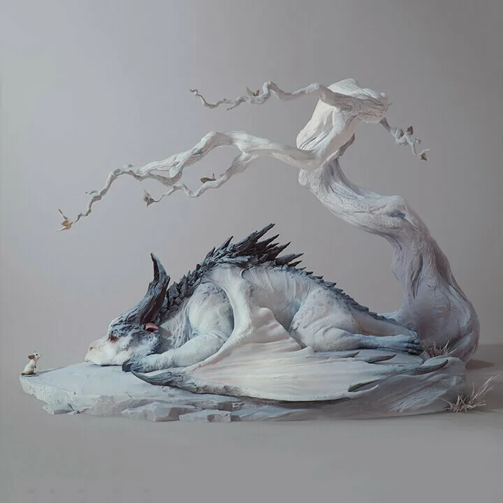 

Dragon And Mouse Art Sculpture Resin Crafts CG World Works By Maria Panfilova Art Home Decoration Christmas Gift Ornaments