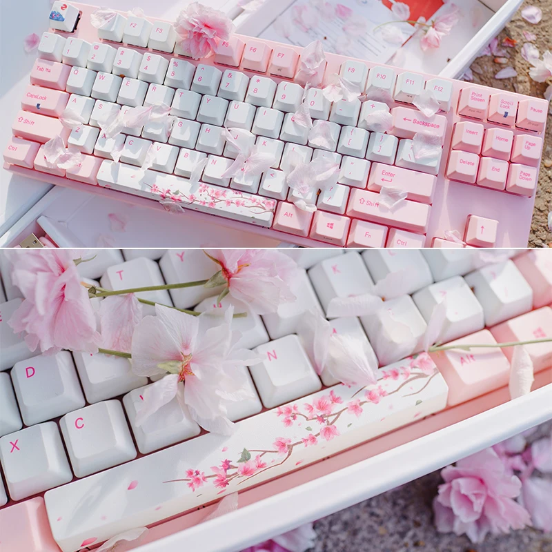 varmilo sakura MY68C 68key pink mechanical keyboard wired static capacitance axis V2 white backlit computer gaming keyboard