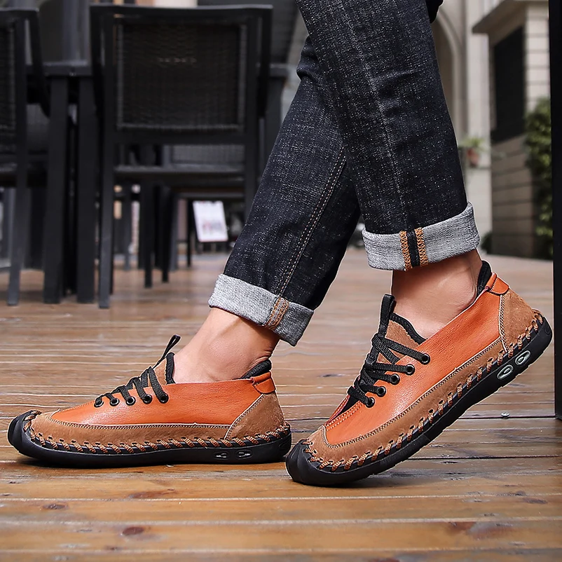 

New Fashion Men Leather Casual Shoes Moccasins Men Loafers Brand Sneakers Male Boat Shoes Outdoor Training Shoes Big Size 38-48