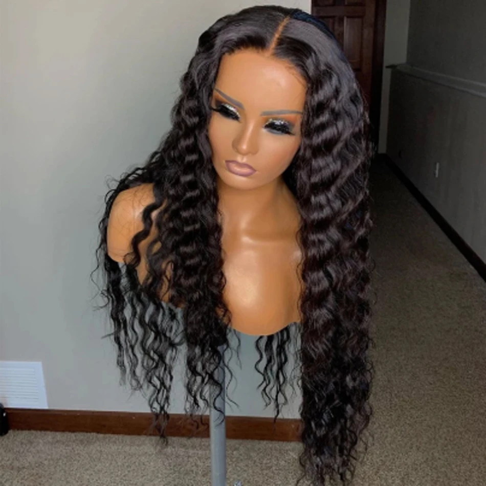 

26Inch 180%Density Natural Black Soft Loose Wave Long Glueless Lace Front Wig High temperature With Baby Hair For Women