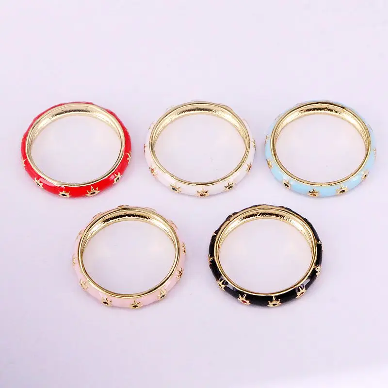 Женские вечерние кольца золотого цвета тонкие с эмалью 6 шт. 2019|Кольца| |