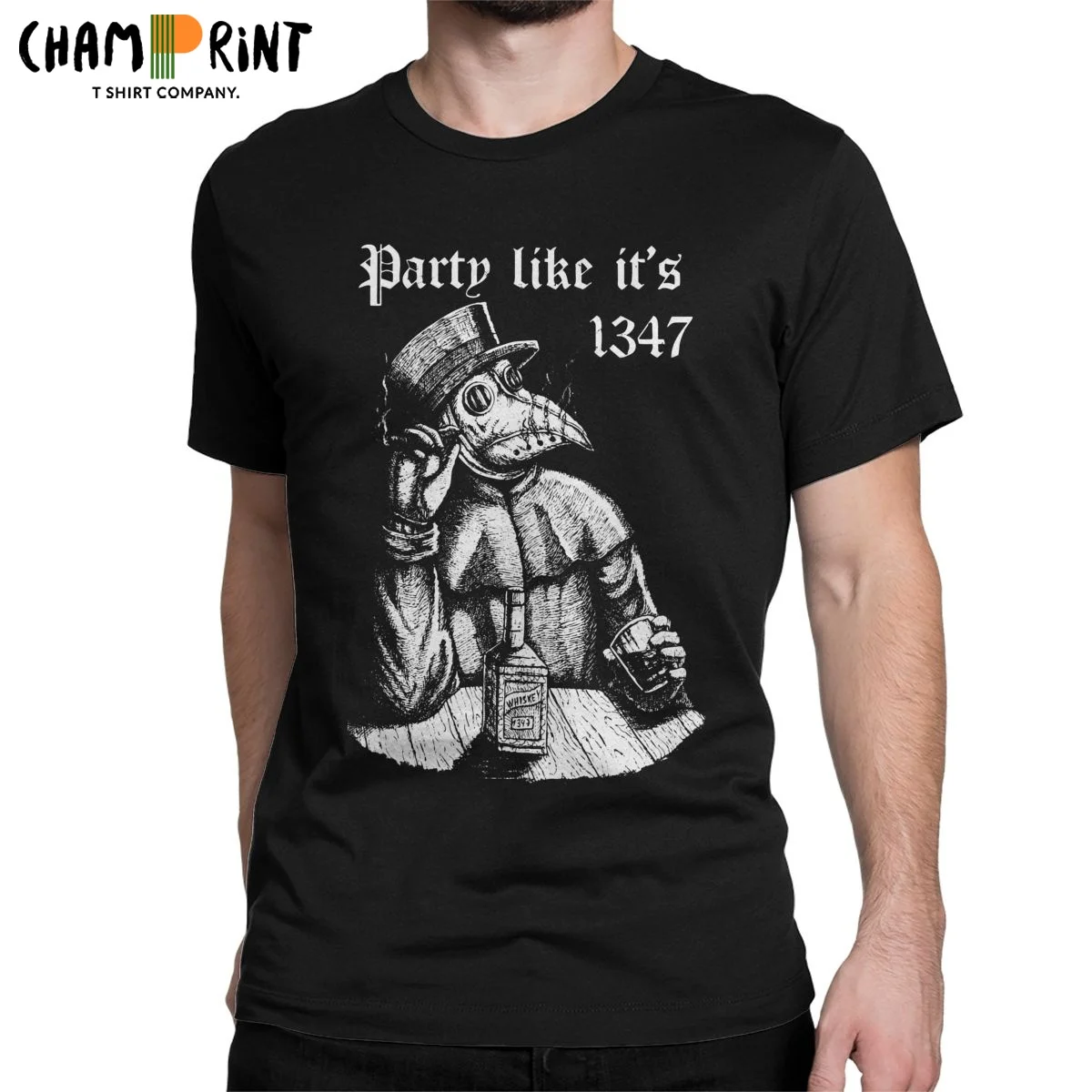 

Party Like It's 1347 Vintage Plague Doctor Men's T Shirt Medieval Horror Funny Tee Shirt T-Shirts Cotton 4XL 5XL Clothes