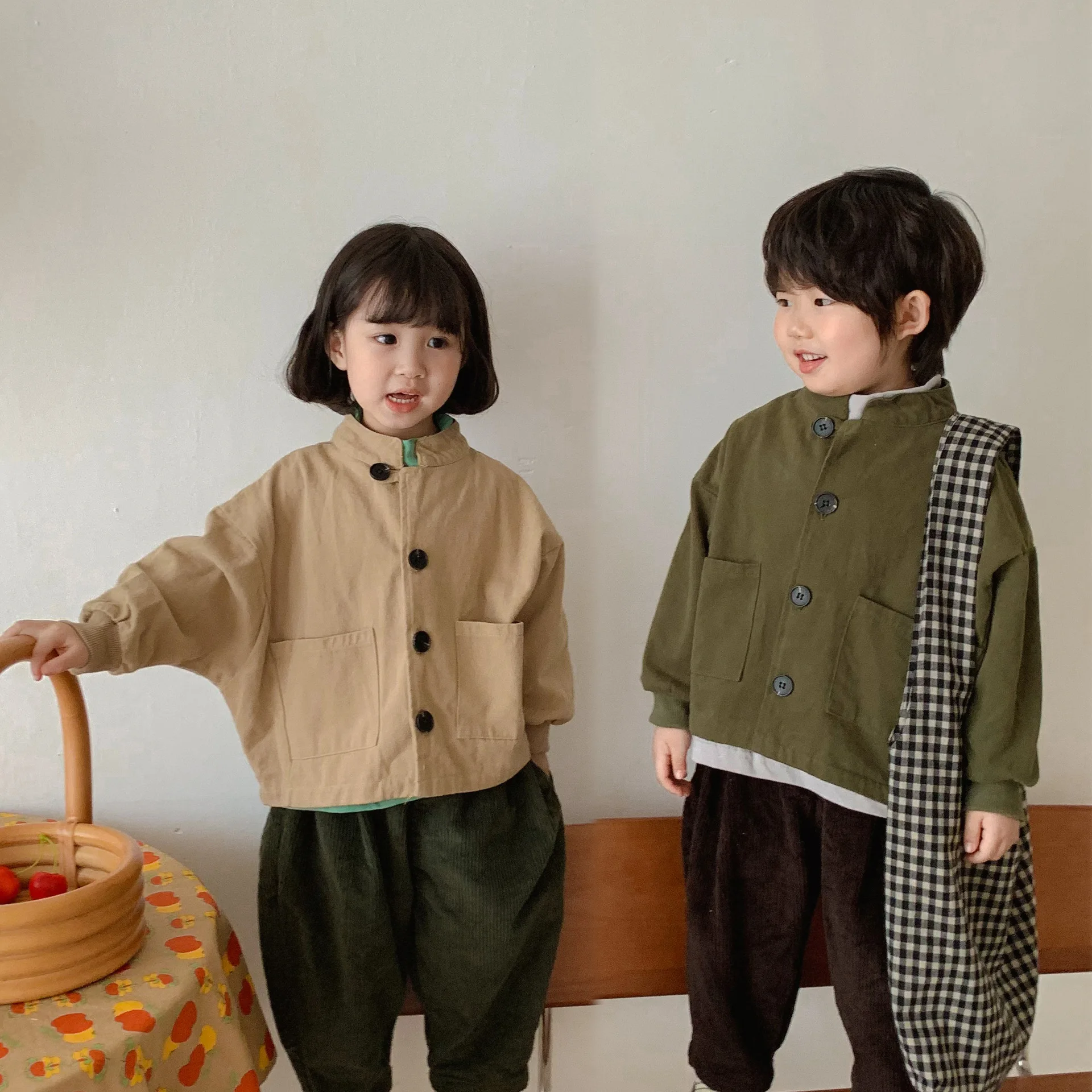 

Korean Children's Clothing Children's Jackets for Boys and Girls Baby new cardigan Loose Retro Cotton Coat Jacket
